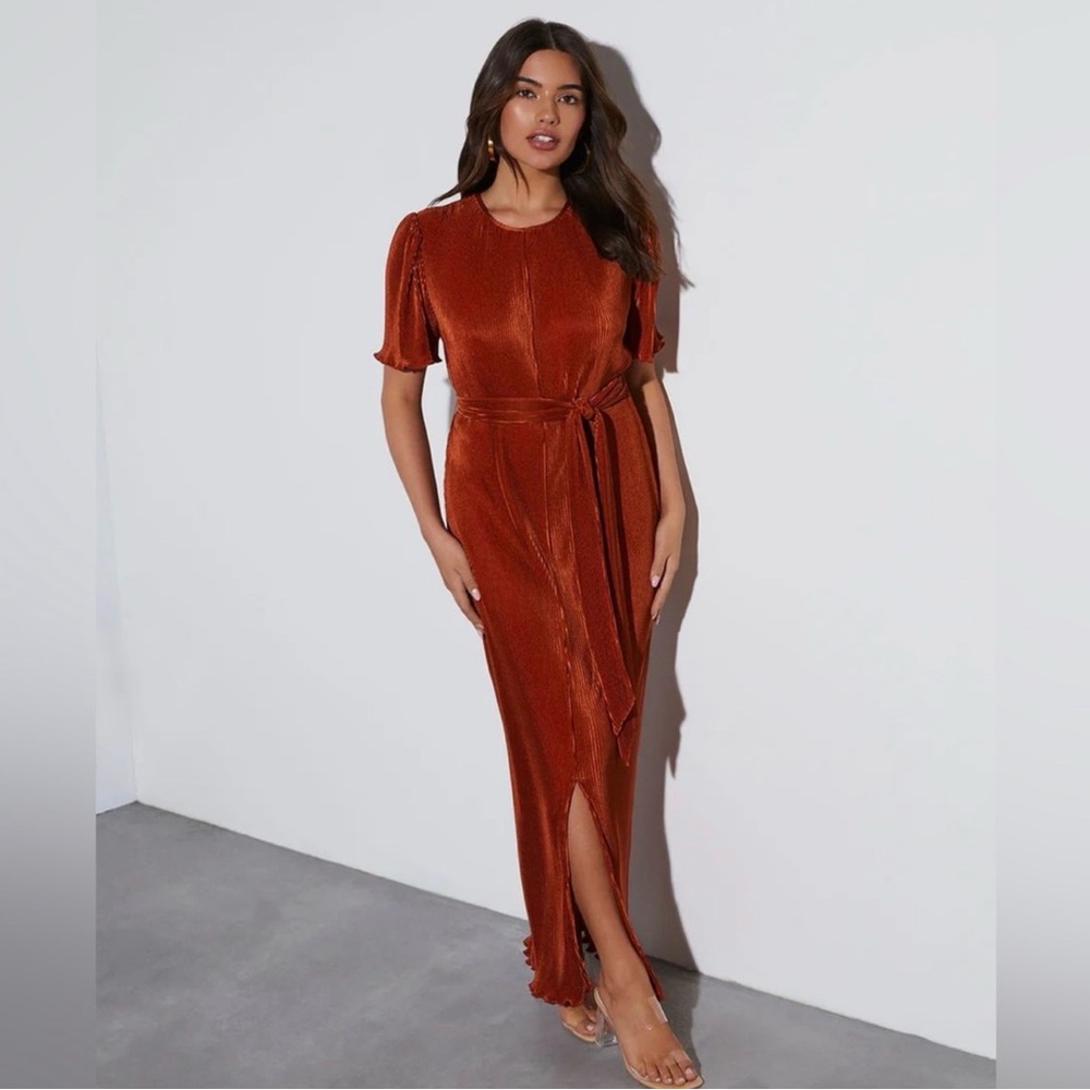 Rust Maxi Dress with Tie Waist